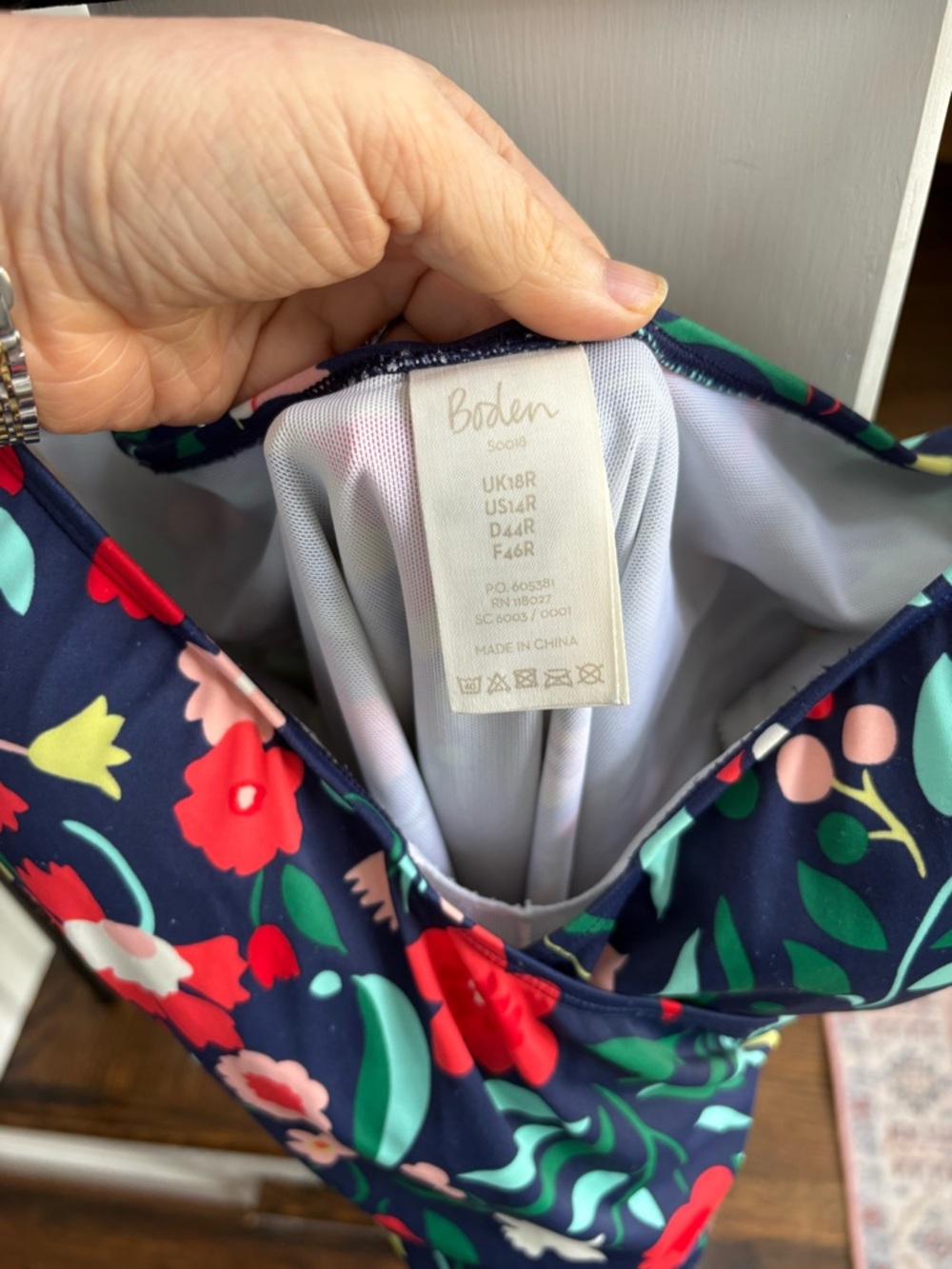 Boden Navy Floral One-Piece Size 14 - Picture 4 of 8